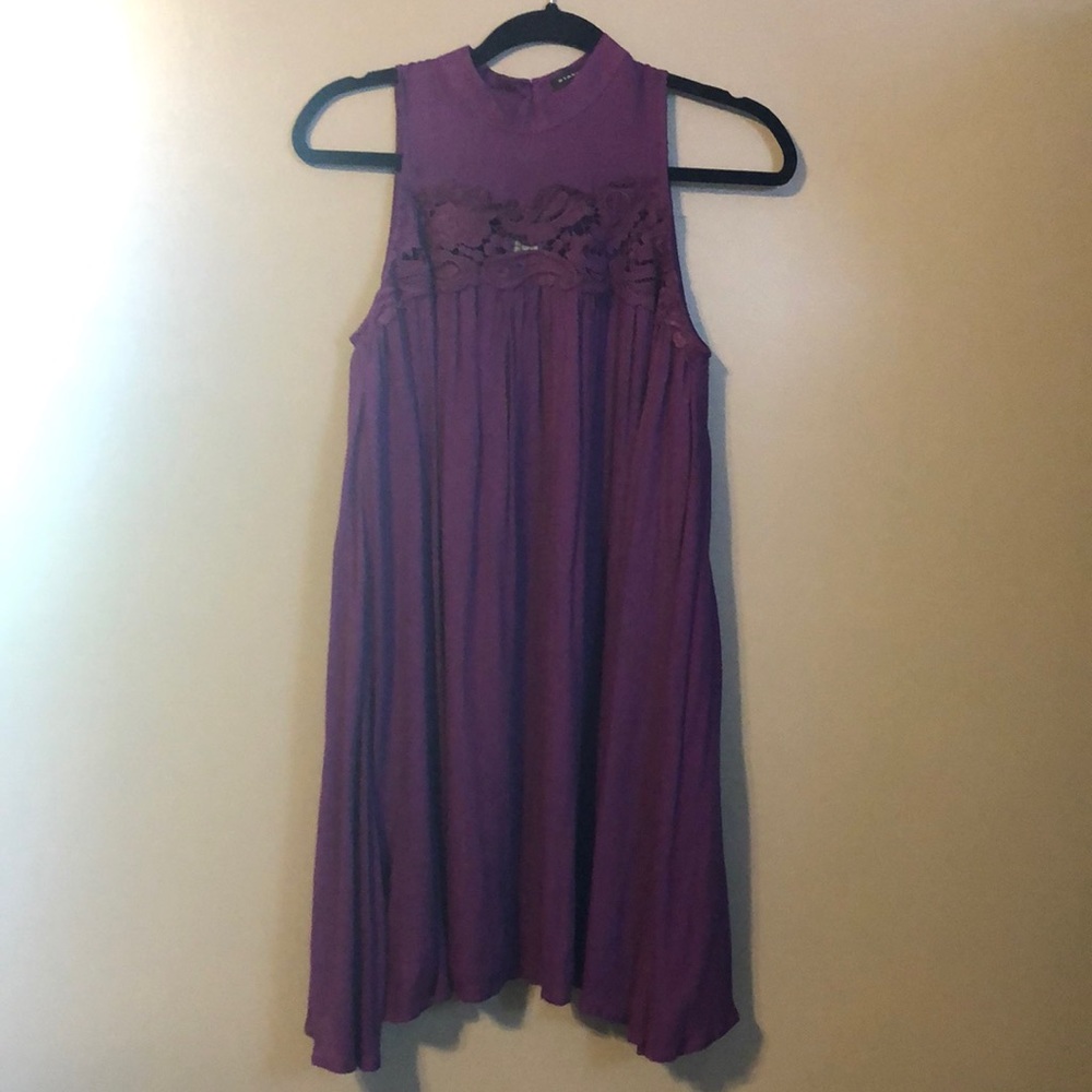 Purple high neck mini dress